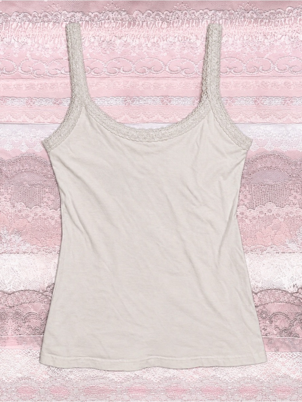 Suzy Shier Cream Lace-Trim Camisole